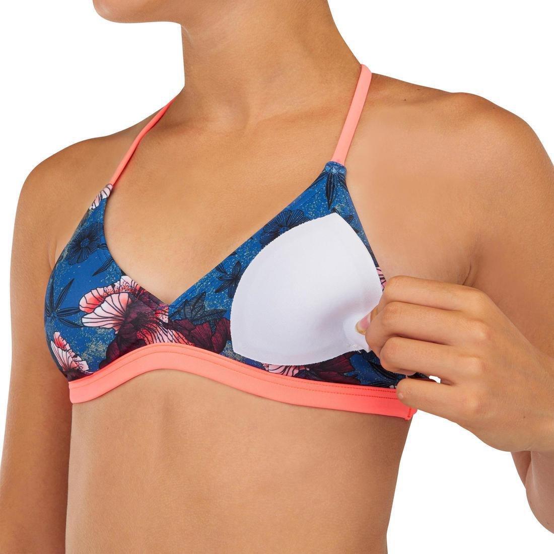 Girls Surf Swimsuit Triangle Top Betty500, Dark Peacock Blue, , large image number 14