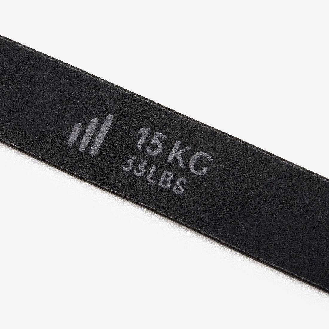 BLACK Fabric Fitness Resistance Band 15 kg - Black, No Color, large image number 3