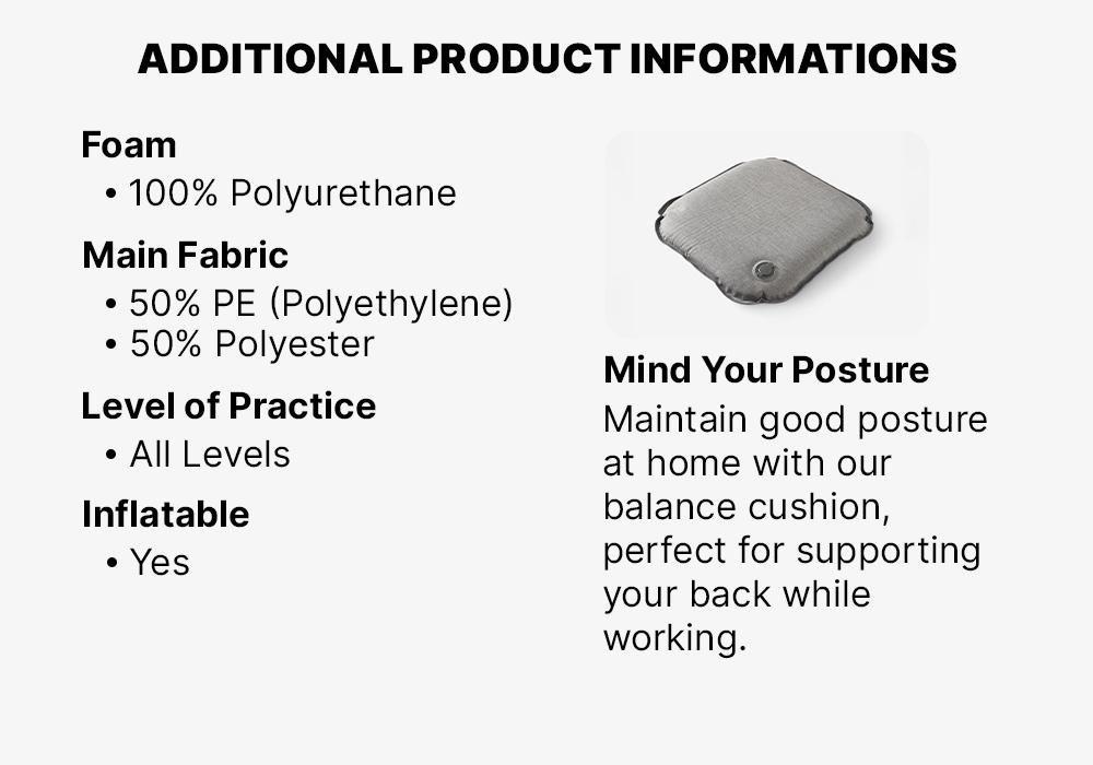 Adjustable Fabric Back Mobility Balance Cushion, Charcoal Grey, No Color, large image number 16