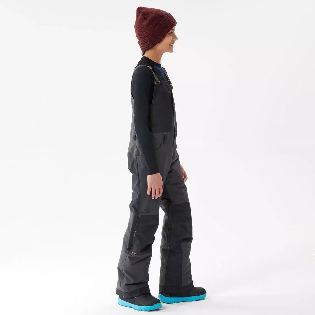 Kids Boys Durable Snowboard Salopettes - Bib 500, Grey, , large image number 3