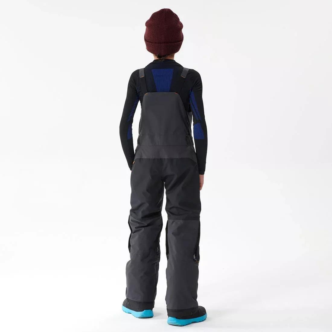 Kids Boys Durable Snowboard Salopettes - Bib 500, Grey, , large image number 4