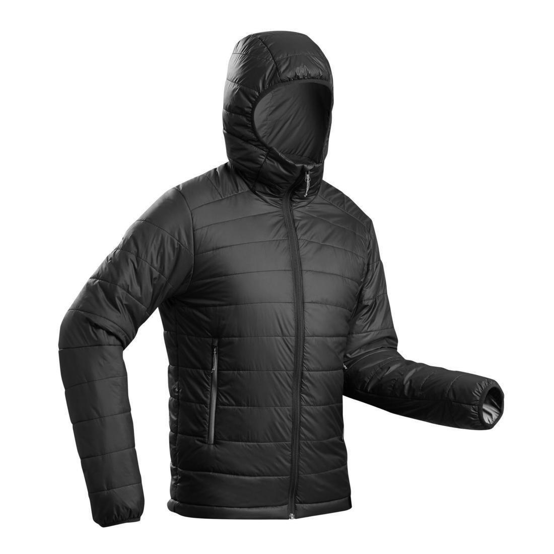 Men's  Synthetic Mountain Trekking Padded Jacket - Mt100 Hooded - 5 C, Black, No Color, medium
