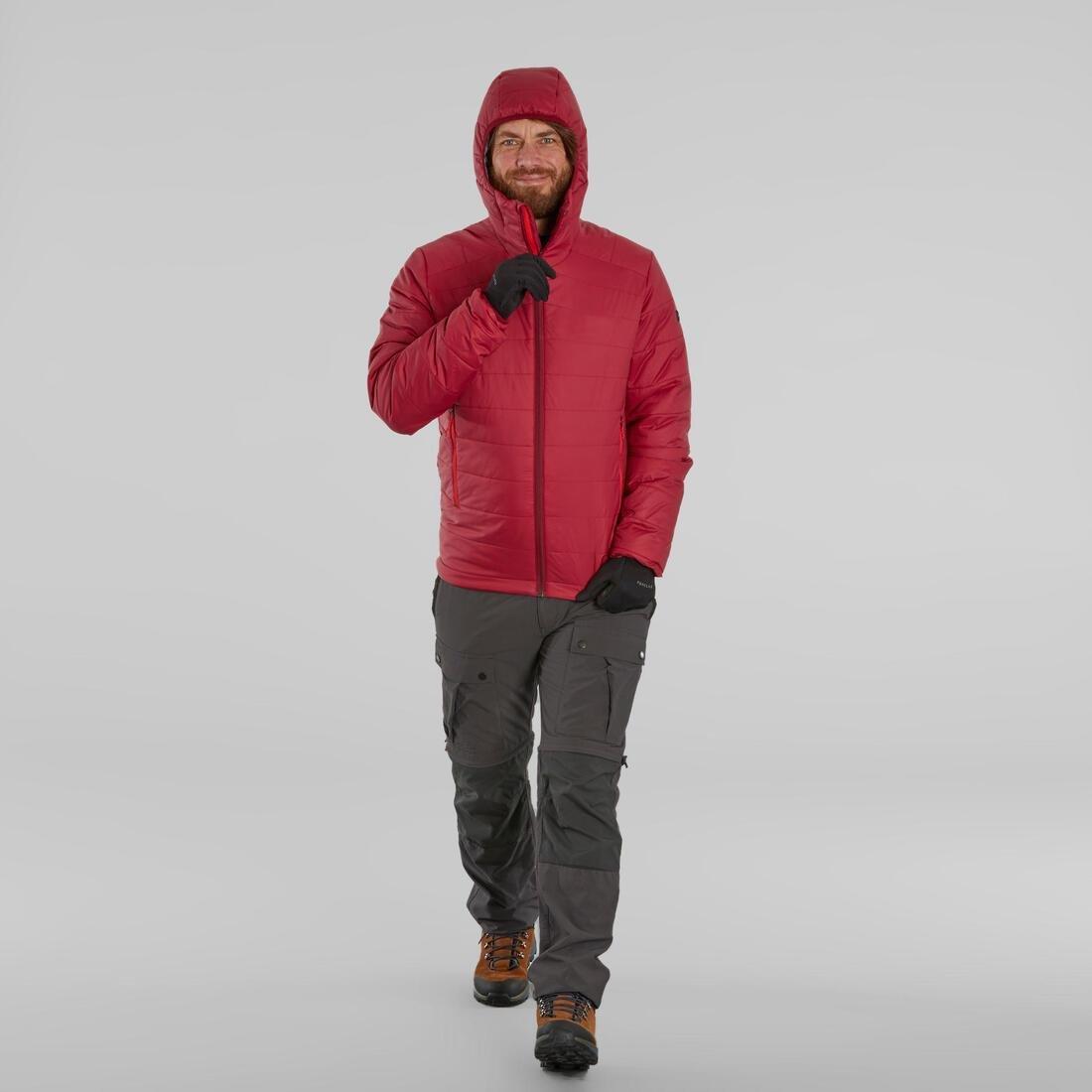 Men's  Synthetic Mountain Trekking Padded Jacket - Mt100 Hooded - 5 C, Black, , large image number 12