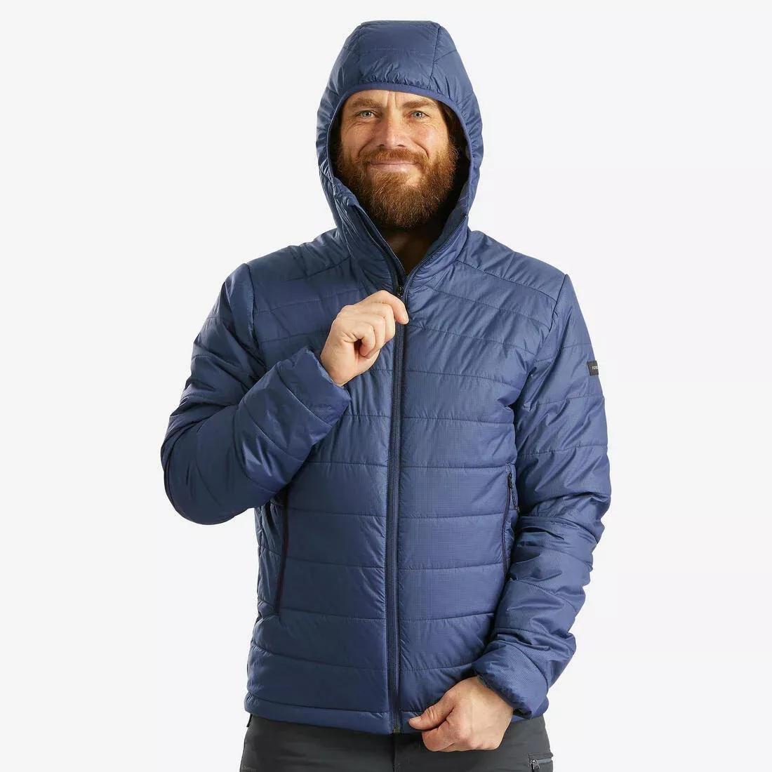 FORCLAZ Men Synthetic Mountain Trekking Hooded Padded Jacket Mt100 5C Grey Azadea UAE