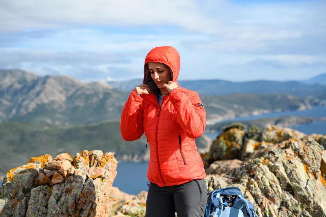 Women Mountain Trekking Padded Jacket With Hood - Mt100, Black, , large image number 9