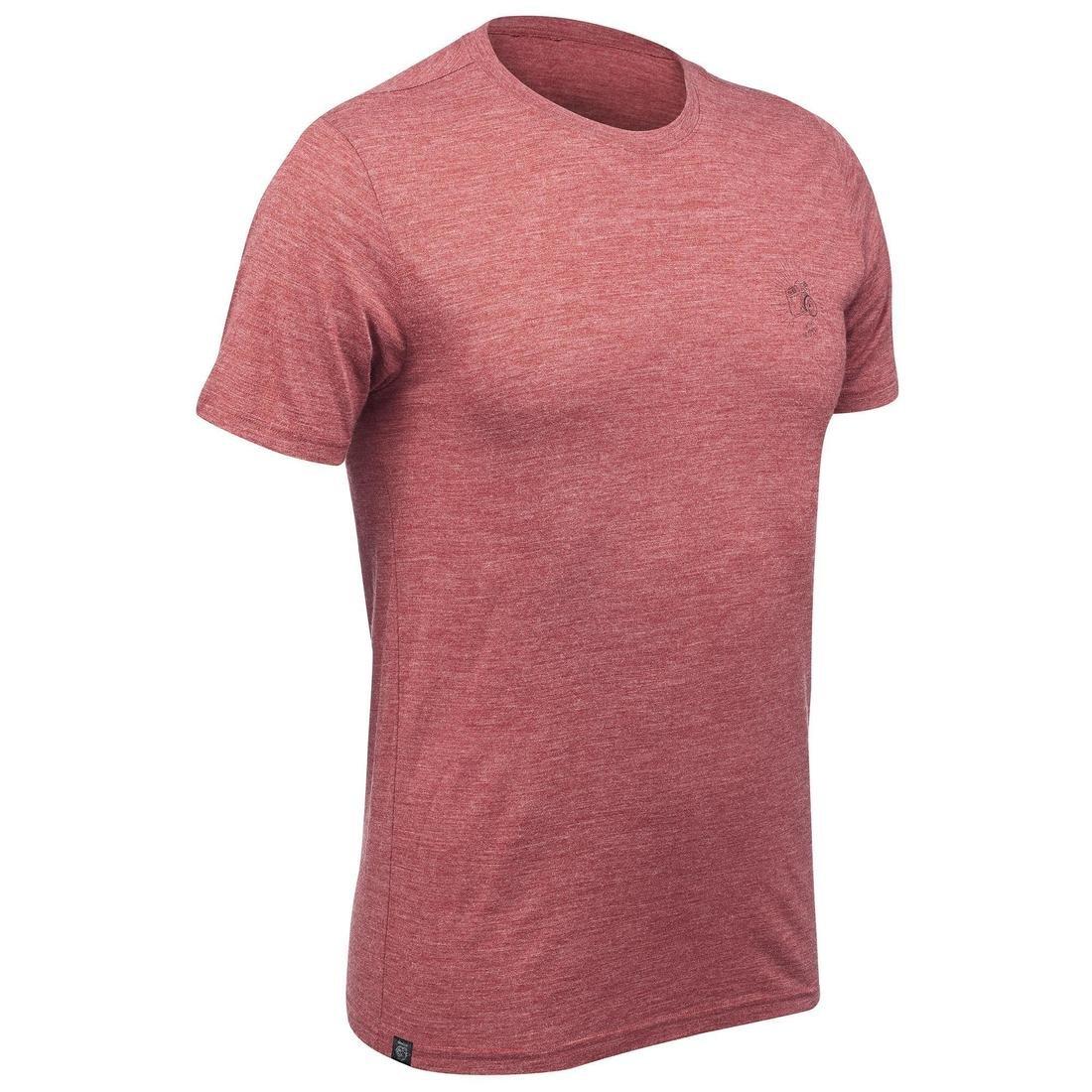 Men's Travel Trekking Merino Wool T-shirt - TRAVEL 100, Yellow Ochre, 5401_000, medium