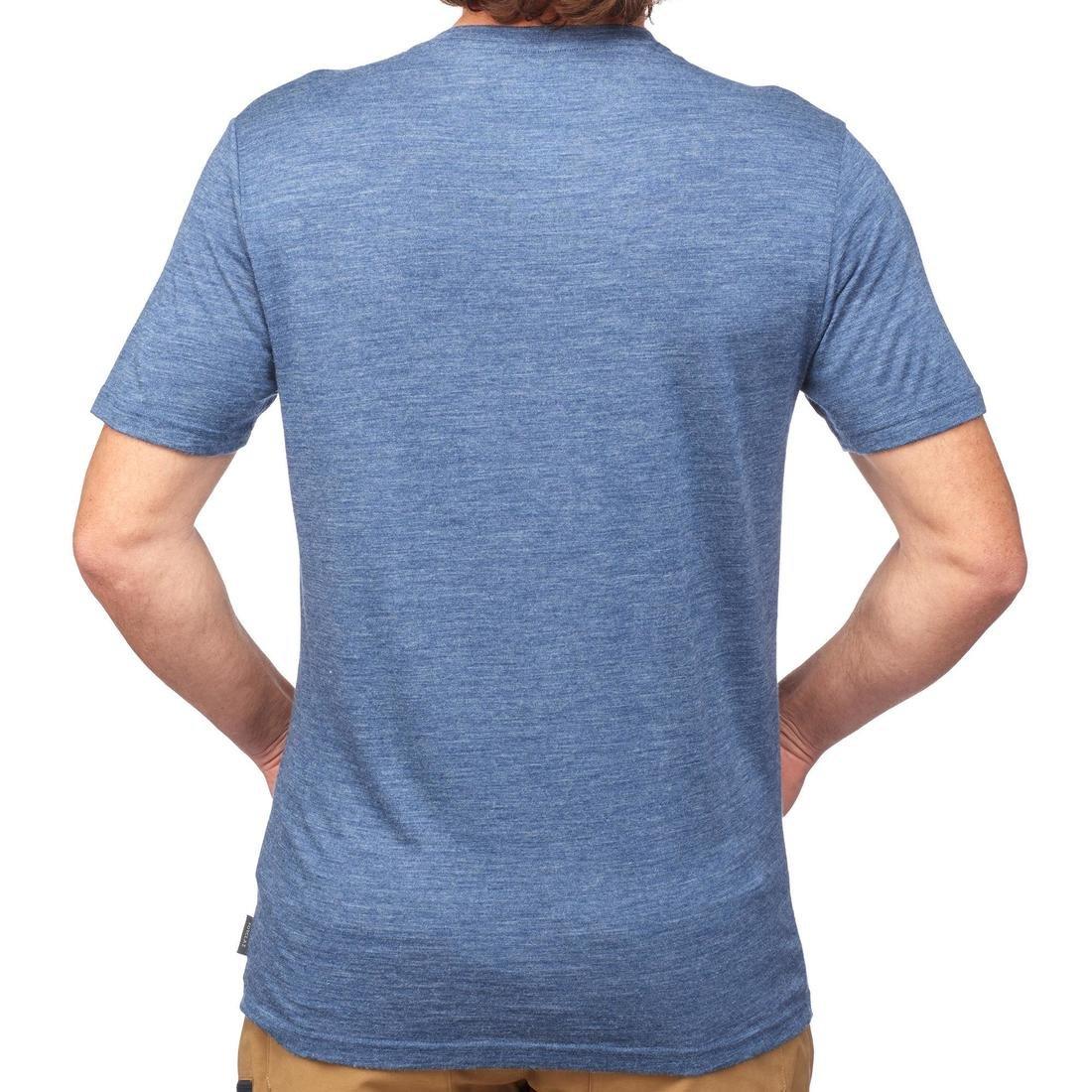 Men's Travel Trekking Merino Wool T-shirt - TRAVEL 100, Yellow Ochre, 5401_000, medium