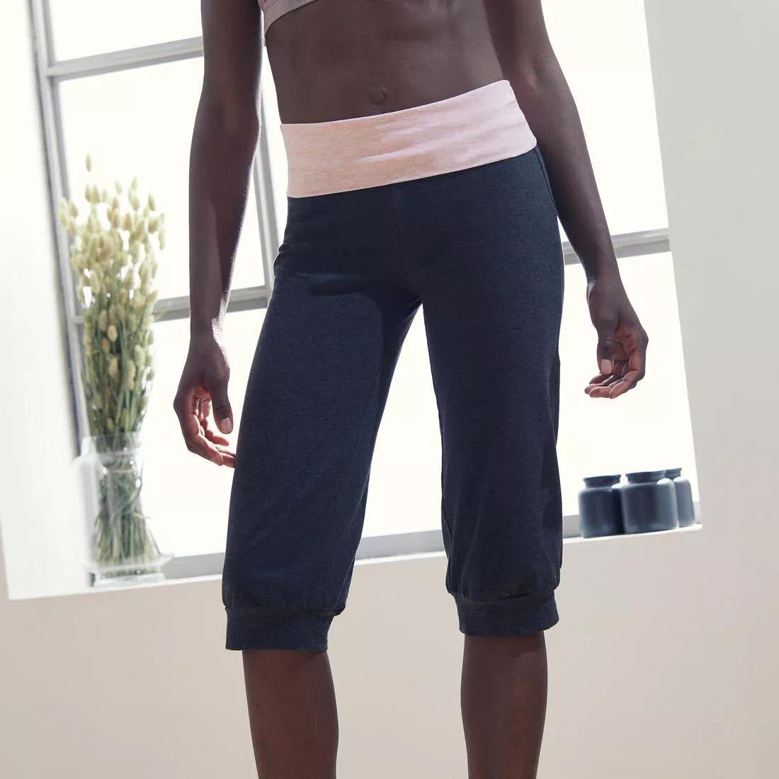 Women Eco-Designed Cotton Yoga Cropped Bottoms, Grey, No Color, medium