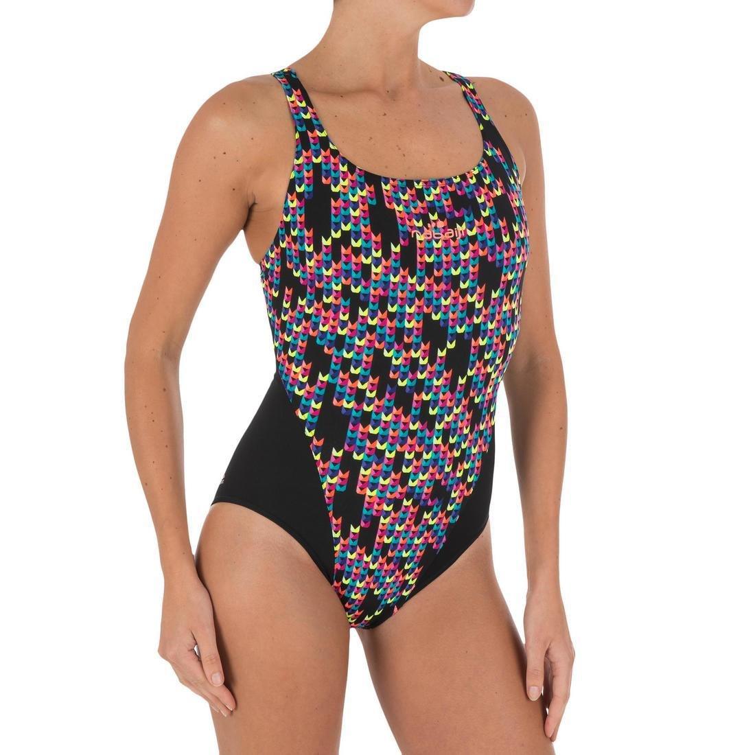 Kamiye Women's Chlorine Resistant One-Piece Swimsuit, Black, , large image number 9