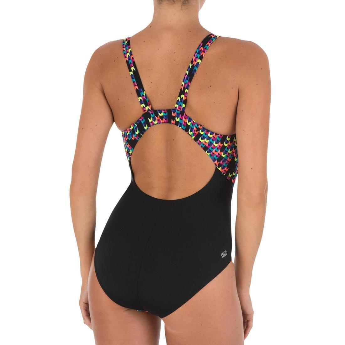 Kamiye Women's Chlorine Resistant One-Piece Swimsuit, Black, , large image number 12