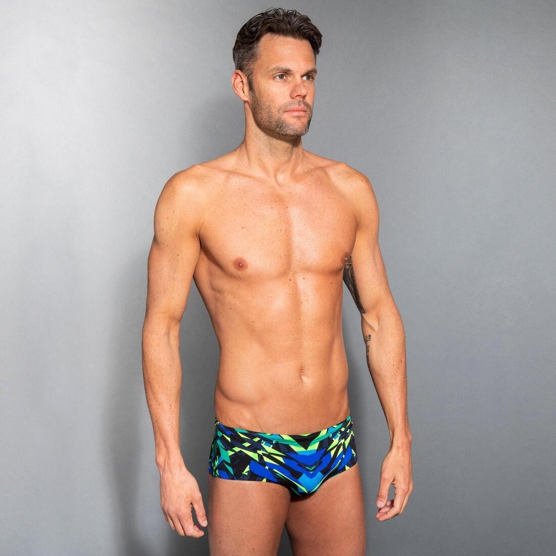 Men's Swimming Square-cut Briefs 900 Kal Green, black, , large image number 0