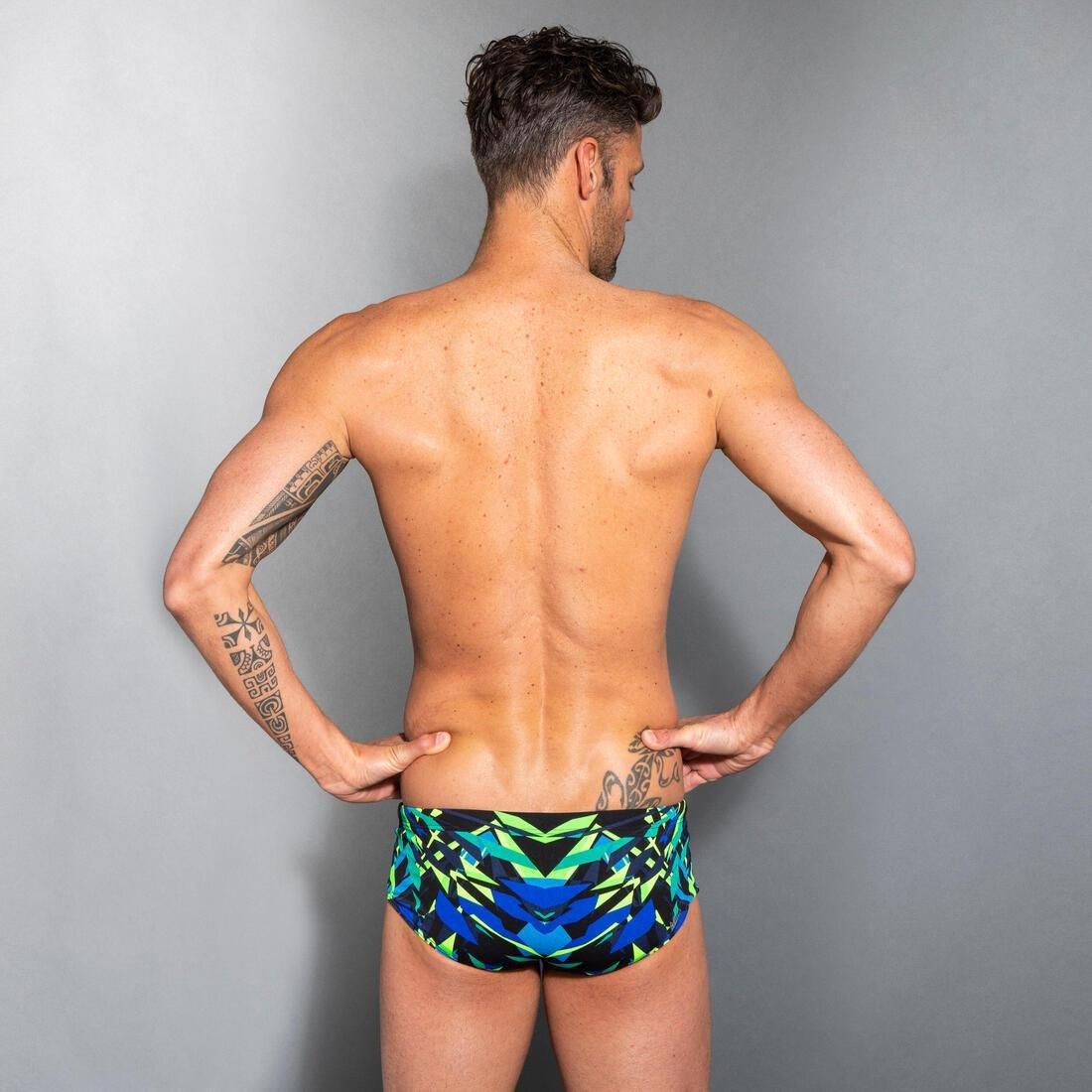 Men's Swimming Square-cut Briefs 900 Kal Green, black, , large image number 3
