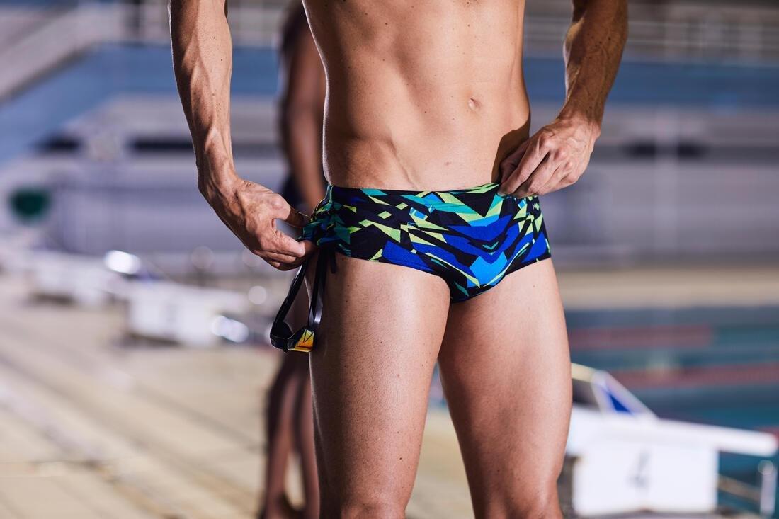 Men's Swimming Square-cut Briefs 900 Kal Green, black, , large image number 11