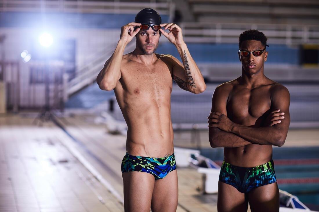 Men's Swimming Square-cut Briefs 900 Kal Green, black, , large image number 12