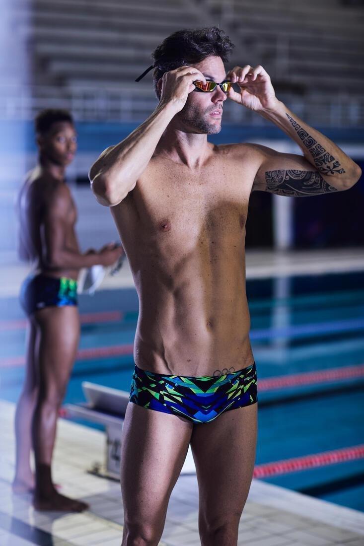 Men's Swimming Square-cut Briefs 900 Kal Green, black, , large image number 13