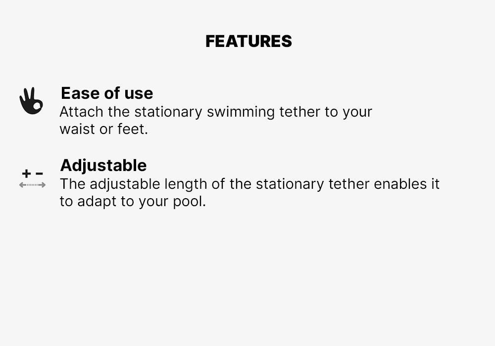 Stationary Swimming Tether Pool Swimming, Black, No Color, medium