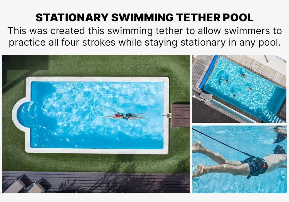 Stationary Swimming Tether Pool Swimming, Black, No Color, medium