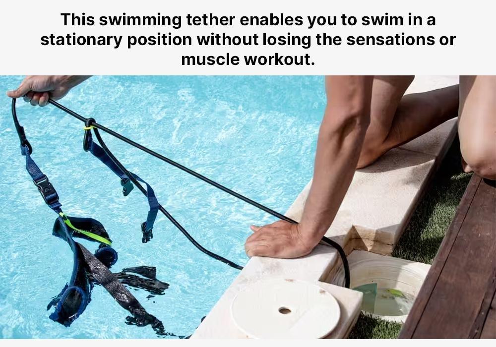 Stationary Swimming Tether Pool Swimming, Black, No Color, medium