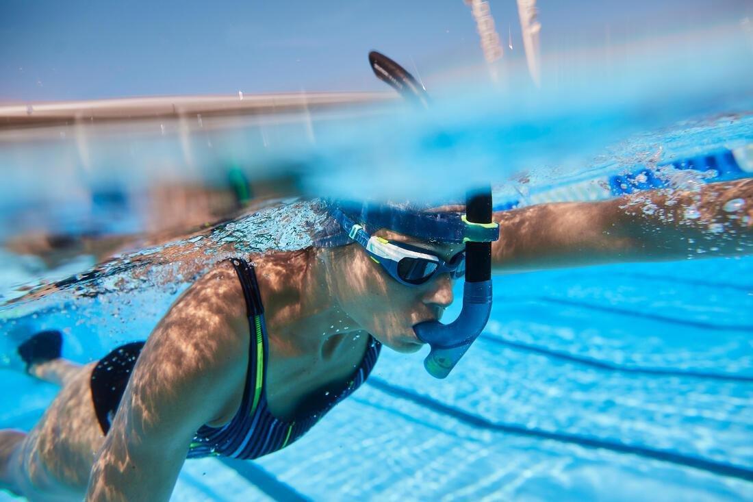 Centre-Mounted Swimming Snorkel, Black, No Color, large image number 7