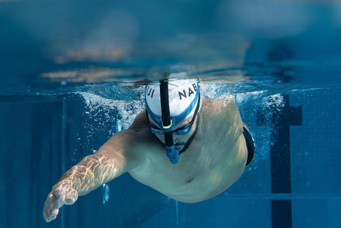 Centre-Mounted Swimming Snorkel, Black, No Color, large image number 9