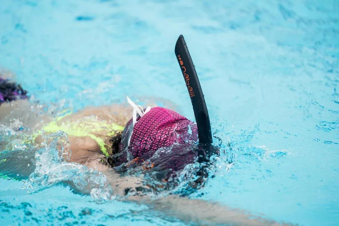 Centre-Mounted Swimming Snorkel, Black, No Color, large image number 13
