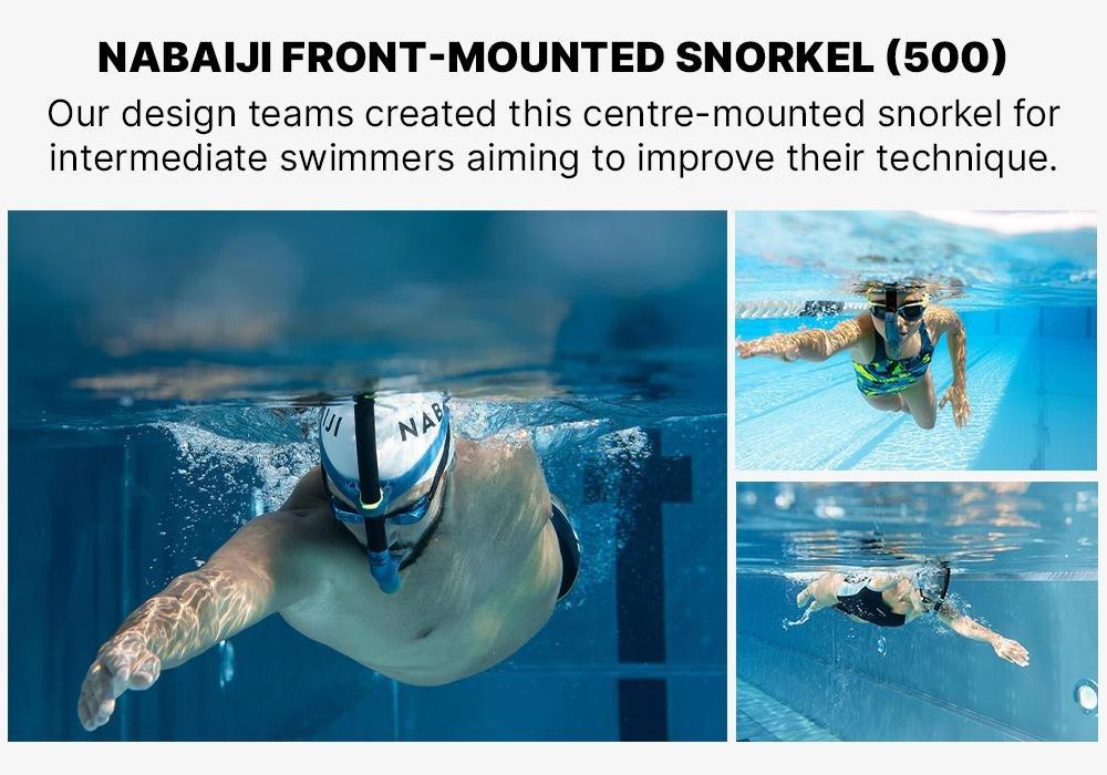 Centre-Mounted Swimming Snorkel, Black, No Color, large image number 18