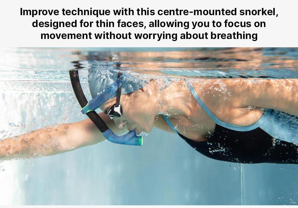 Centre-Mounted Swimming Snorkel, Black, No Color, medium