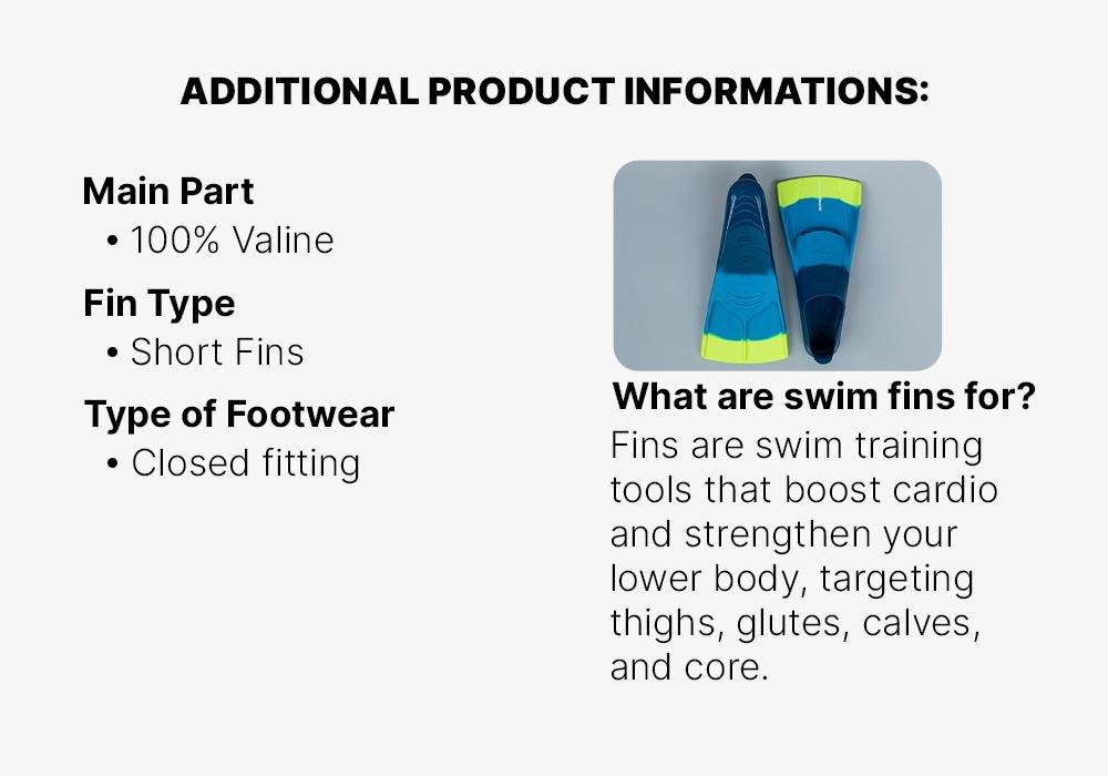 Silifins Short Swim Fins, Blue, No Color, medium