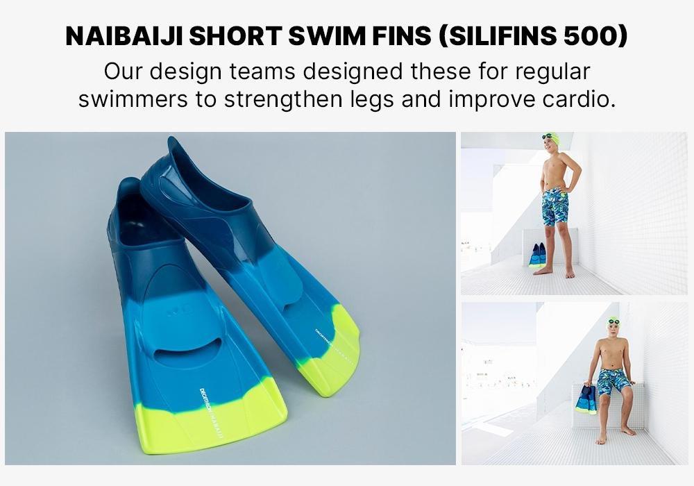 Silifins Short Swim Fins, Blue, No Color, medium