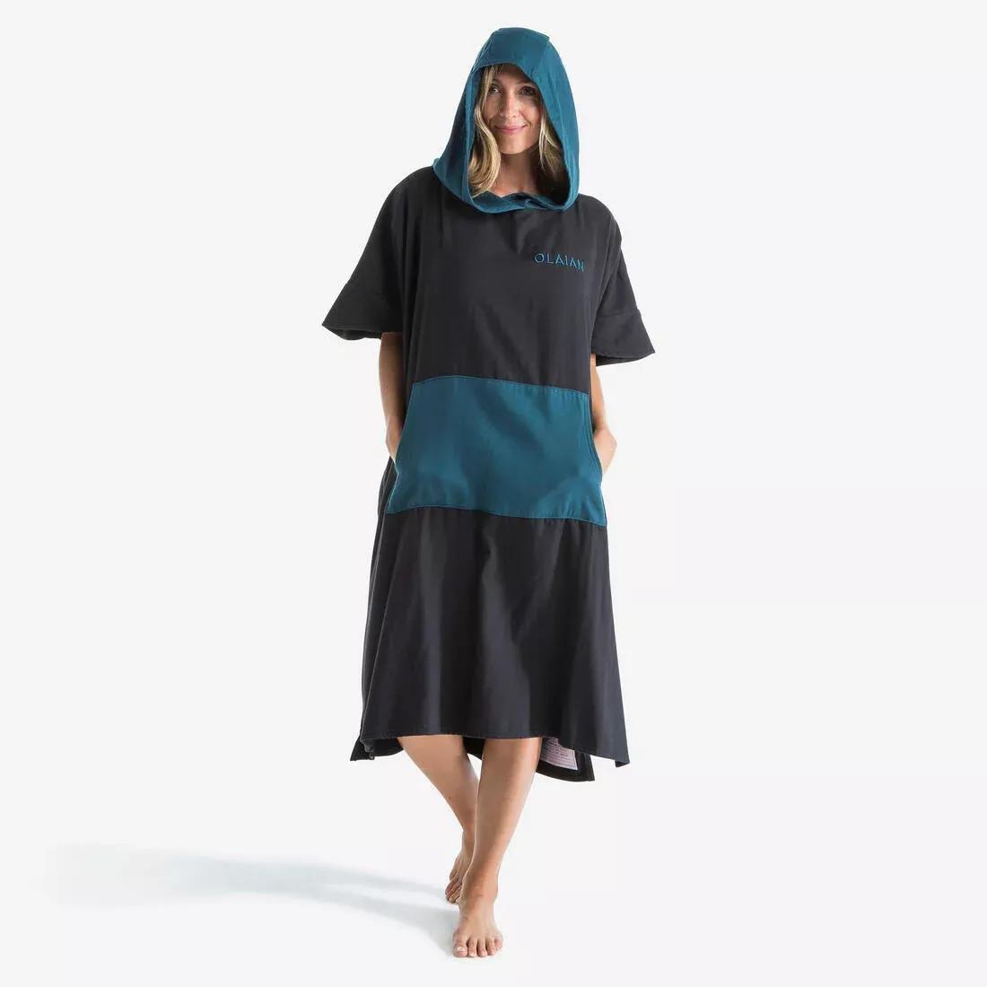Adult Surf Poncho 500, Black, No Color, large image number 0