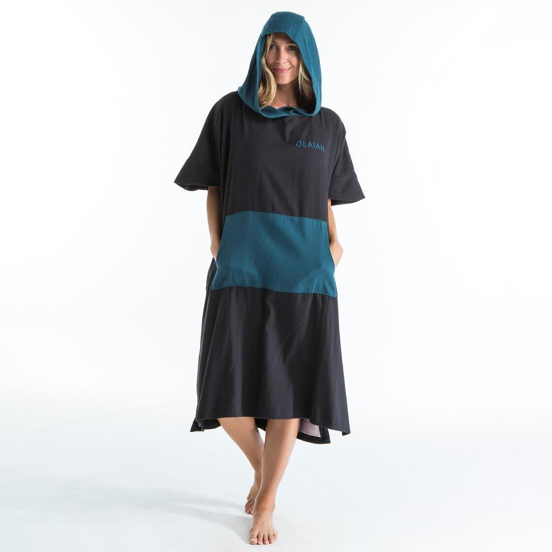 Adult Surf Poncho 500, Black, No Color, large image number 1