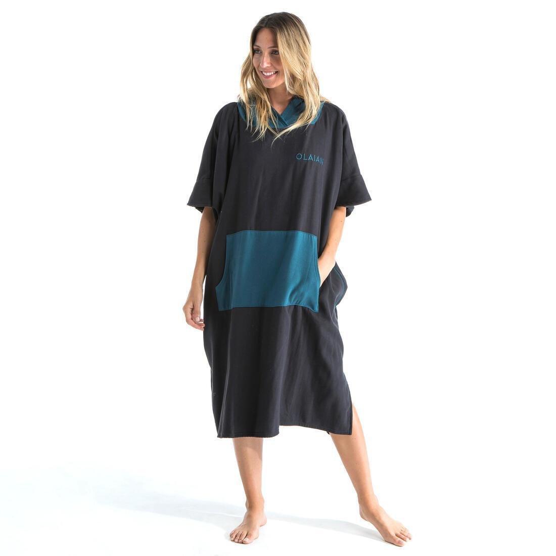 Adult Surf Poncho 500, Black, No Color, large image number 2