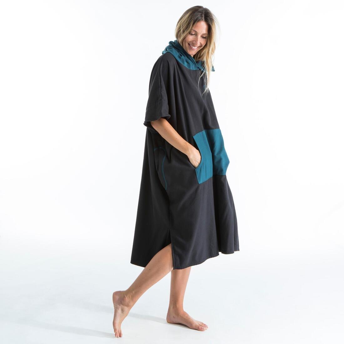 Adult Surf Poncho 500, Black, No Color, large image number 3