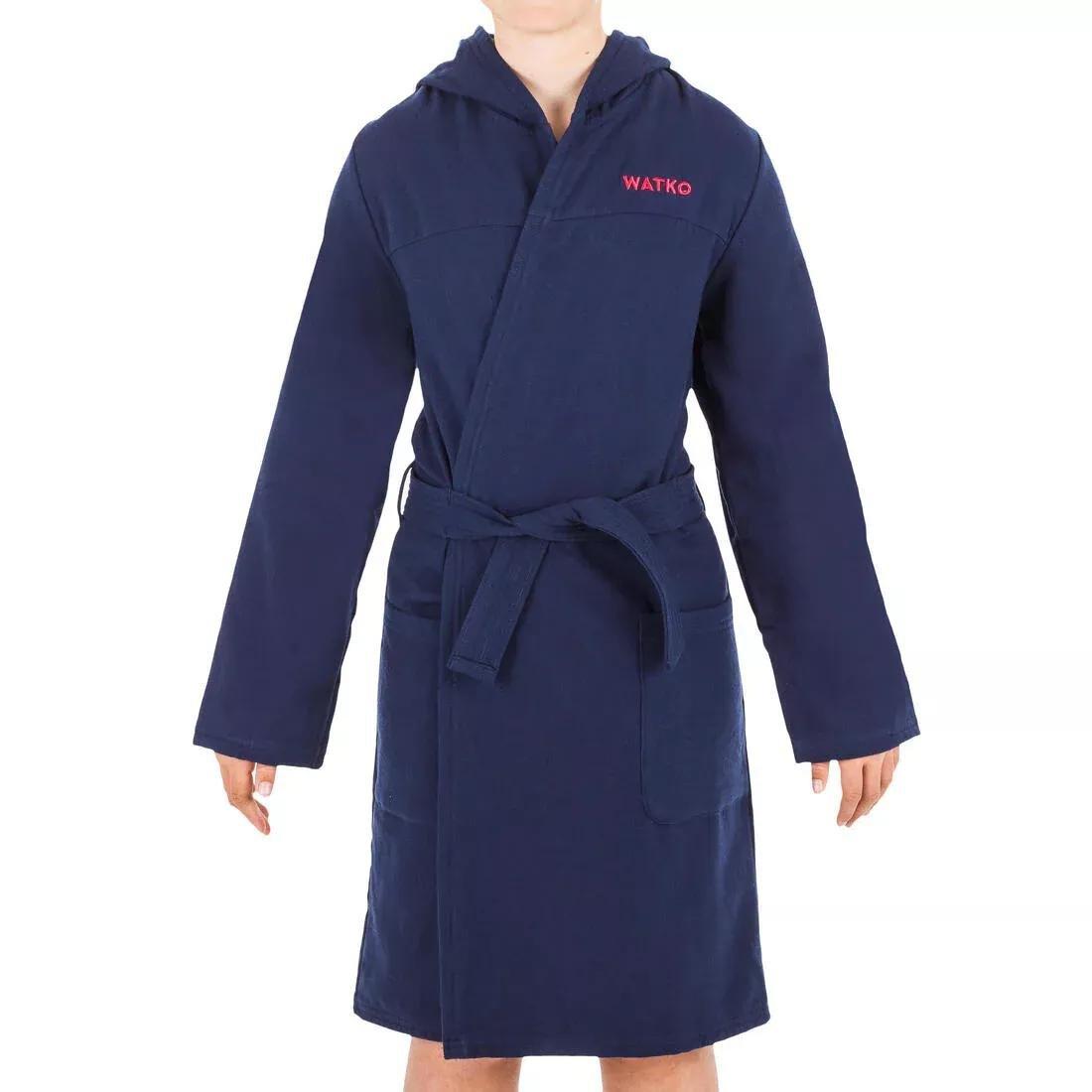 Kids Unisex Organic CottonPool Bathrobe, Blue, No Color, large image number 1