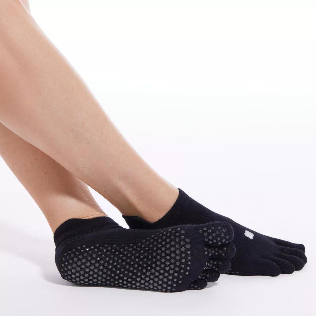 Women Non-Slip Yoga Toe Socks, Black, , large image number 1