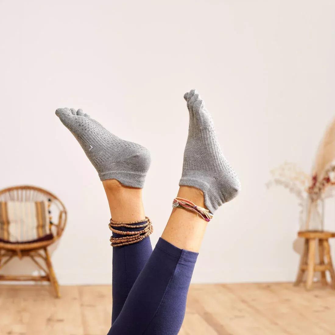 Women Non-Slip Yoga Toe Socks, Black, , large image number 3