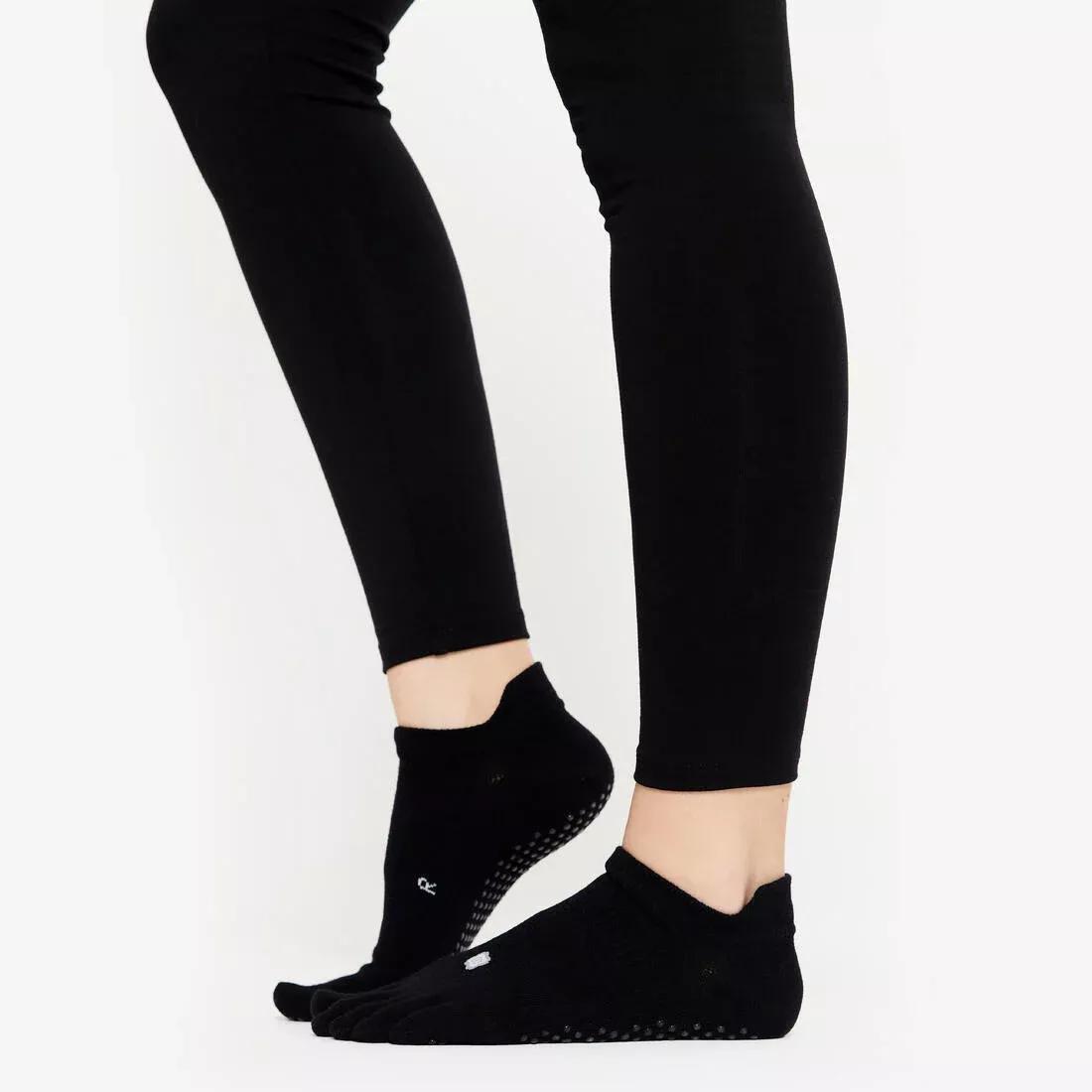 Women Non-Slip Yoga Toe Socks, Black, , large image number 5