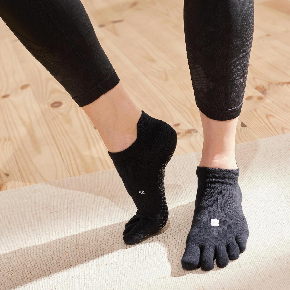 Women Non-Slip Yoga Toe Socks, Black, , large image number 6