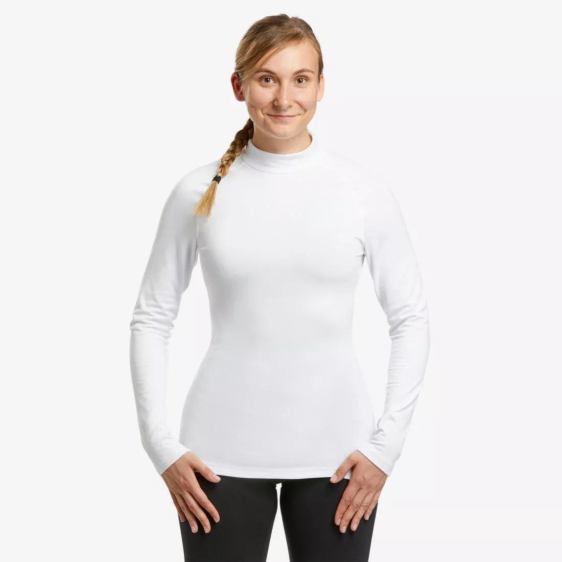 ULTRA WHITE Women's Ski Base Layer Top - 500, No Color, large image number 8