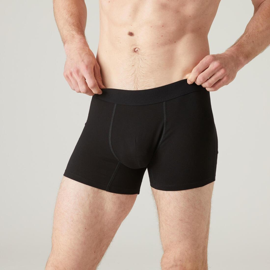 Men's Pilates and Gentle Gym Sport Boxer Shorts 500, Black, , large image number 2