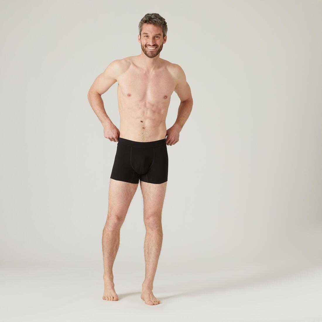 Men's Pilates and Gentle Gym Sport Boxer Shorts 500, Black, , large image number 8