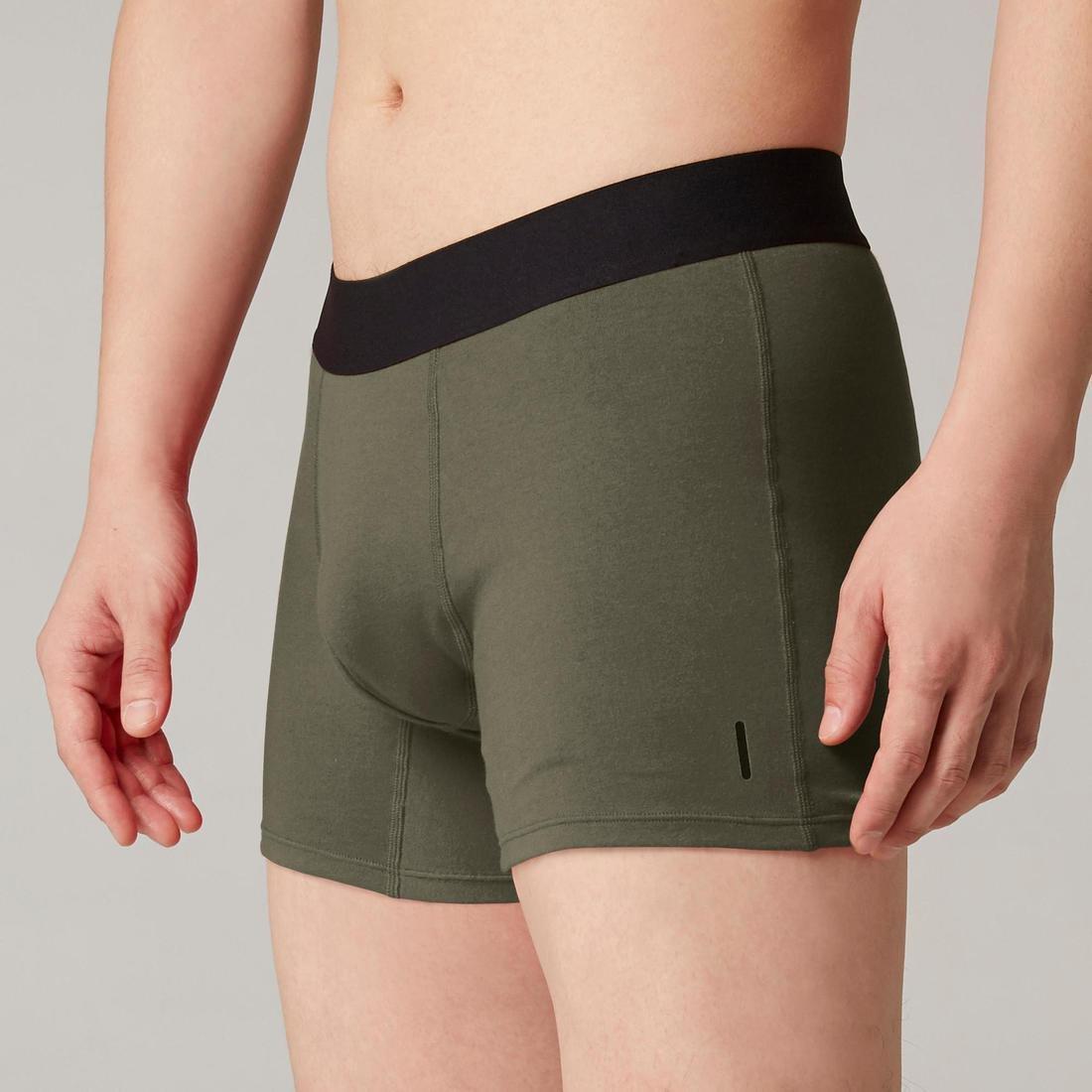 Men's Pilates and Gentle Gym Sport Boxer Shorts 500, Dark Green, No Color, large image number 2