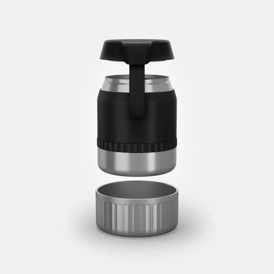 CARBON GREY Stainless Steel Isothermal Food Box for Hiking MH500 0.8 L with Bowl, No Color, large image number 0