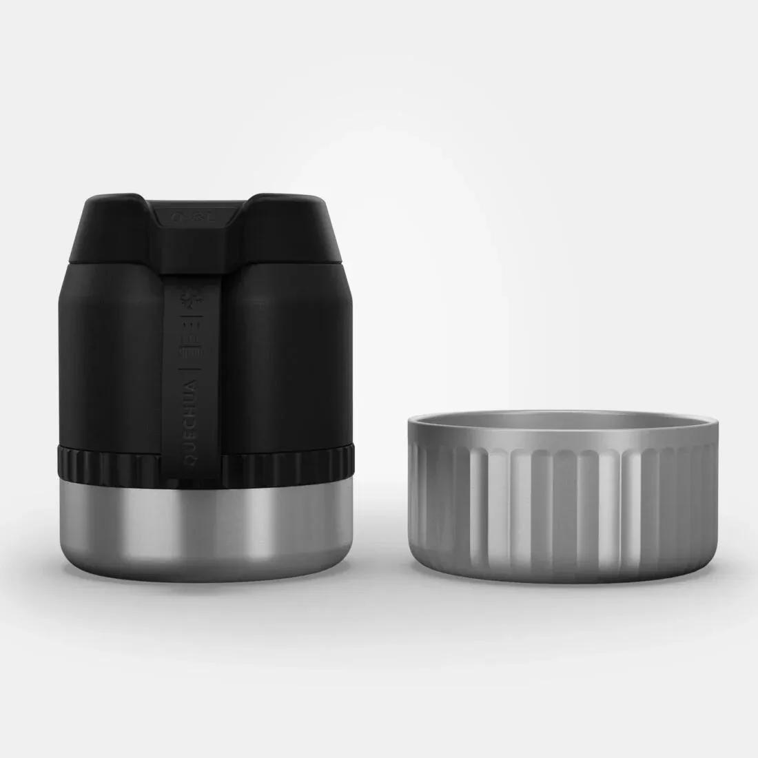 CARBON GREY Stainless Steel Isothermal Food Box for Hiking MH500 0.8 L with Bowl, No Color, large image number 1