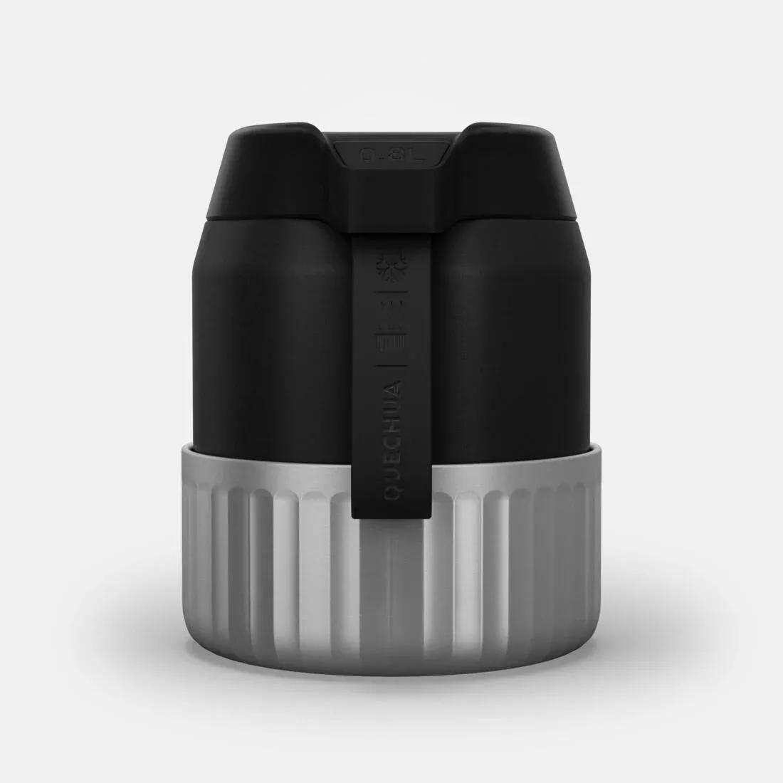 CARBON GREY Stainless Steel Isothermal Food Box for Hiking MH500 0.8 L with Bowl, No Color, large image number 7