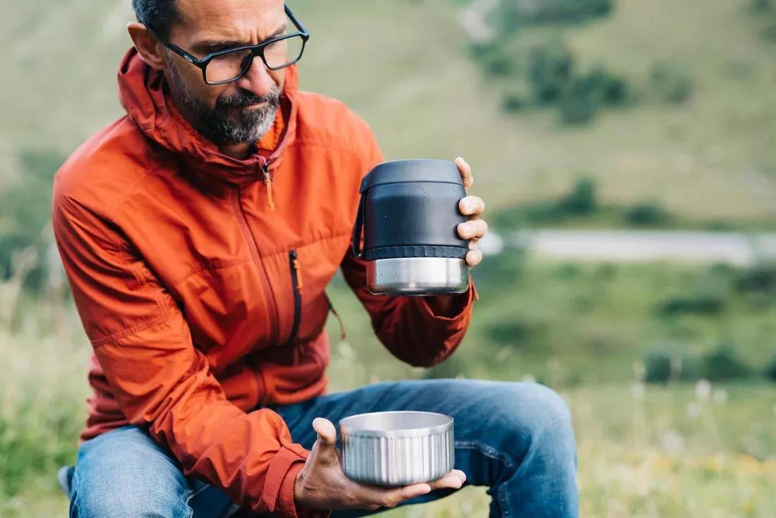 CARBON GREY Stainless Steel Isothermal Food Box for Hiking MH500 0.8 L with Bowl, No Color, large image number 11