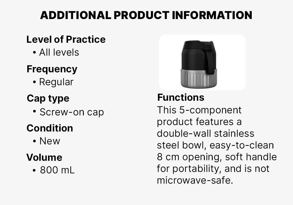 CARBON GREY Stainless Steel Isothermal Food Box for Hiking MH500 0.8 L with Bowl, 5401_000, medium