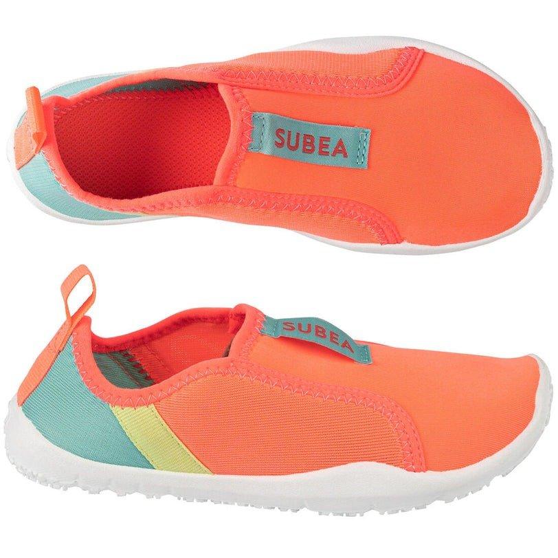 Kids Girls Elasticated Aquashoes - Aquashoes 120 Beach Party, Fluo Coral Pink, No Color, medium