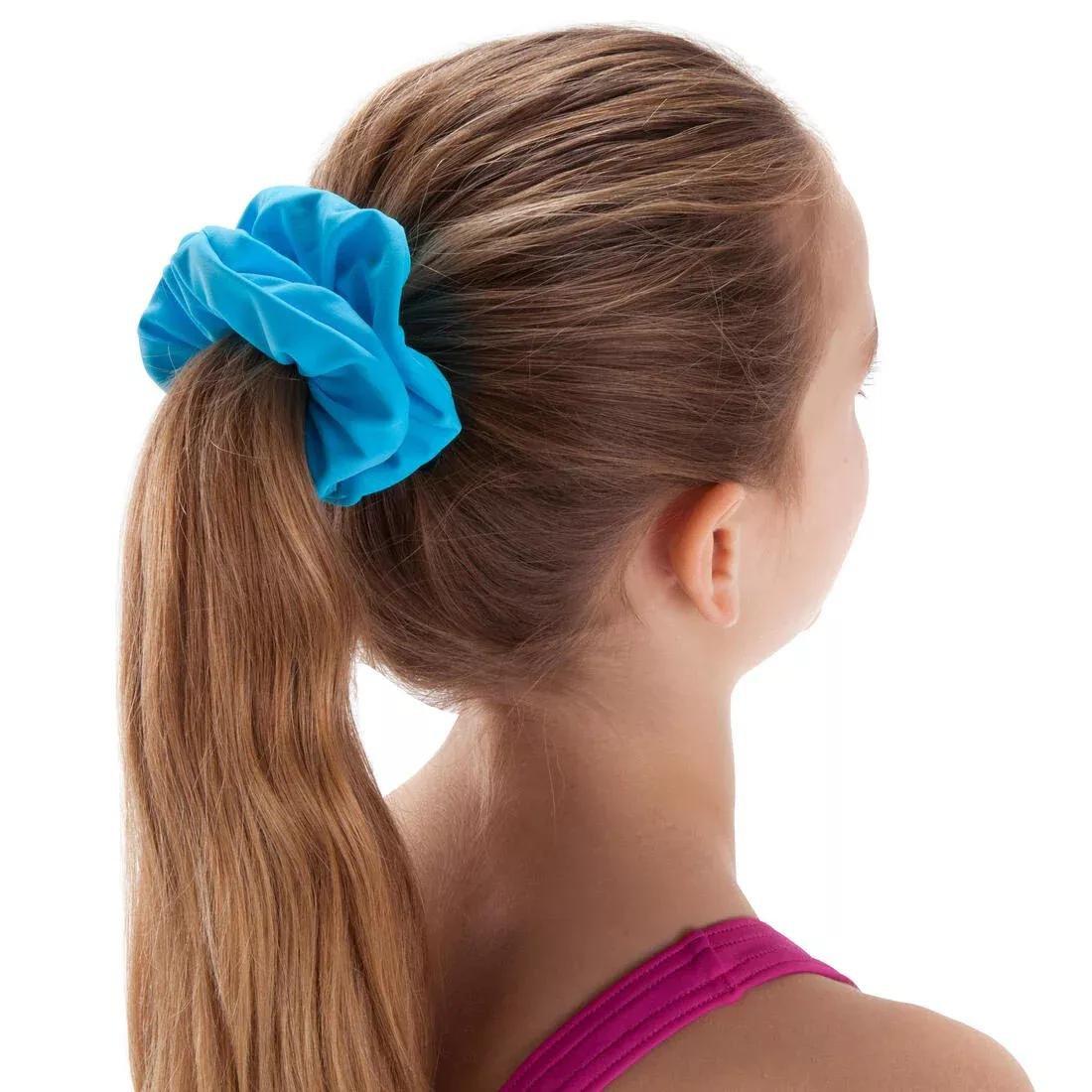 Girls' Swimming Hair Scrunchie, Fluo Pink, No Color, large image number 4
