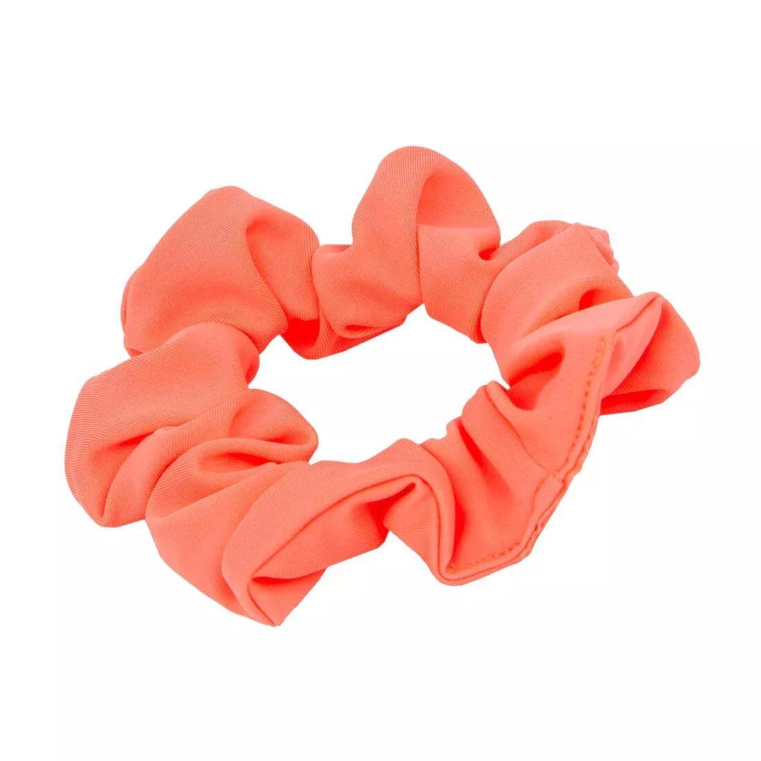 Girls' Swimming Hair Scrunchie, Fluo Peach, No Color, large image number 0